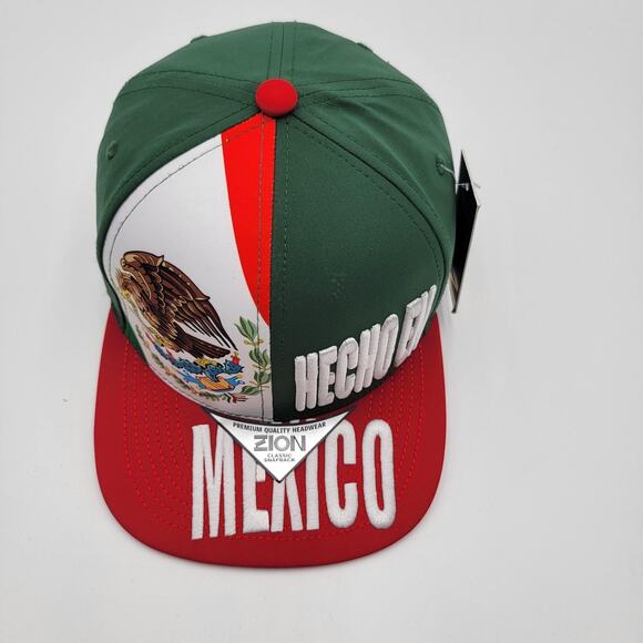 Hecho En Mexico Hat Cap Snap Back Green Red Eagle Flag Embroidered Mens Zion - Picture 5 of 8